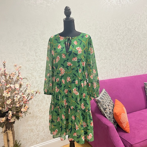Ann Taylor Green Floral Mini Dress - Picture 3 of 8